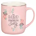 Mug White/Pink Leaves The Lord is My Strength Ps. 118:14