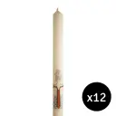 Pack of 12 Baptismal Candles 12 x 7/8 Inch - Rich Ivory Beeswax