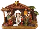 7" Resin Coloured Nativity Set with Light