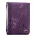 Medium Butterflies Purple LuxLeather Bible Cover