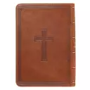 KJV Compact Large Print Imitation Leather Tan Words of Christ in Red