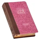 Brown and Berry Pink Faux Leather Giant Print Standard-size King James Version Bible with Thumb Index