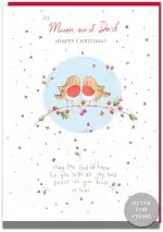 Mum And Dad Robin Christmas Card