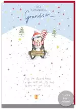 Grandson Penguin Christmas Card