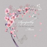 Falling Blossom Mum Sympathy Single Card