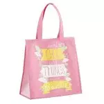 Tote Bag-With God All Things Are Possible (Matthew 19:26)-Pink (13"" Sq/6"" Gusset)-Nylon