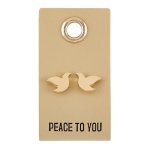 Earrings-Peace To You/Dove Studs On Leather Tag