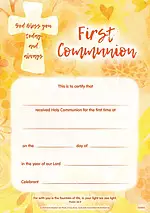 First Communion Certificate Pack of 10