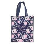 Tote Navy Floral Printed Be Still Psa. 46:10