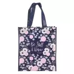 Tote Navy Floral Printed Be Still Psa. 46:10