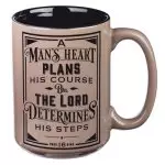 Mug Brown/Black A Man's Heart Prov. 16:9