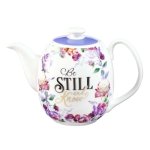 Teapot Purple Floral Be Still Ps. 46:10