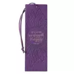 Strength and Dignity Purple Sunflower Faux Leather Bookmark - Proverbs 31:25