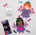 Angel Colour-in Cross Stitch Decoration Kits (Pack of 5)