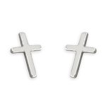 Sterling Silver Small Plain Cross Stud Earrings