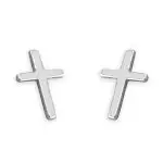 Sterling Silver Small Plain Cross Stud Earrings