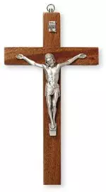 8" Mahogany Wood Crucifix