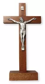 8 1/2" Mahogany Standing Crucifix