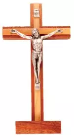 6 1/2 Inch Mahogany Standing Crucifix