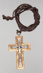 1 1/2" Small Olive Wood Crucifix with 28 Inch Cord