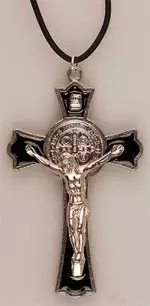 3" Black Enamel Metal Saint Benedict Crucifix