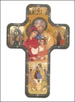 7" Holy Family Hanging Wood Icon Cross