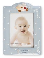 Sheep Blue Glazed Porcelain Baby Photo Frame