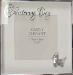 Pram Christening Silver Plated Metal Photo Frame