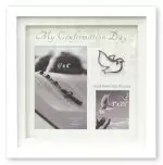 White Confirmation Photo Frame with Dove Motif