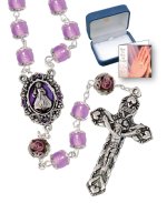 Purple Pearl Finish Glass Rosary