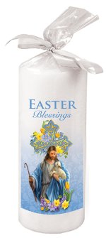 6" Easter Blessings Pillar Candle with White Ribbon - Single