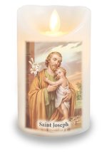 Saint Joseph LED Scented Wax Candle with Timer