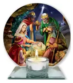 Nativity We Three Kings Glass Votive Light Holder