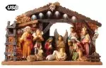 11 Piece 6" Resin Nativity Set with Shed and Lights