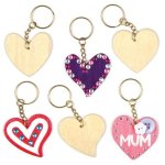 Heart Wooden Keyrings - Pack of 8