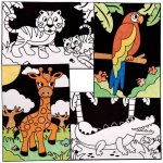 Jungle Animal Fuzzy Art Pictures - Pack of 10