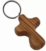 Olive Wood Cross Keyring