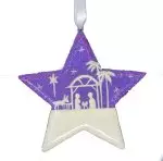 Purple Glitter Nativity Scene Star Christmas Decoration