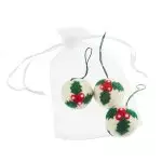 Handmade Felt Holly Bauble (Pack of 3) Christmas Decorations