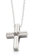 Silver Heart Centre Cross Pendant