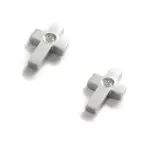 Brushed Silver CZ Set Cross Earrings