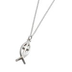 Silver Fish Cross Pendant