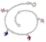 Children's Silver Bracelet with Enamel Dove Charms