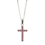 Light Rose Swarovski Crystal Cross Pendant