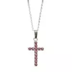 Light Rose Swarovski Crystal Cross Pendant