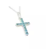 Aqua Swarovski Crystal Cross Pendant