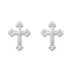 Sterling Silver Club Cross Earrings