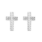 Sterling Silver Patterned Cross Earrings