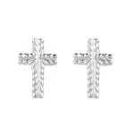 Sterling Silver Patterned Cross Earrings