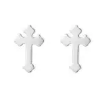 Sterling Silver Plain Club Cross Earrings